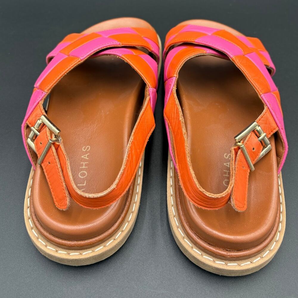 ALOHAS marshmallow scacchi leather sandals pomelo orange magenta woven 38 7.5 8 - Picture 6 of 11